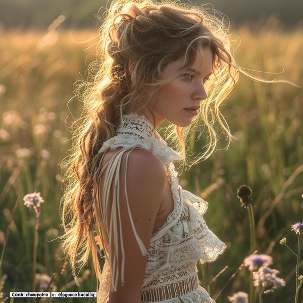 Combi champêtre dentelle : élégance bucolique